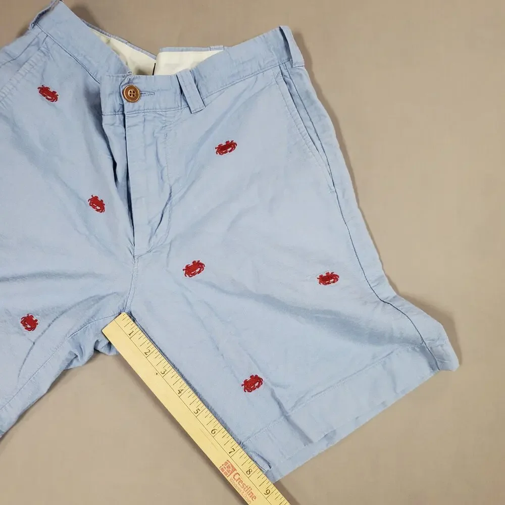 J. Crew Mens Sunwashed Oxford Shorts Size 31 Embroidered Crabs